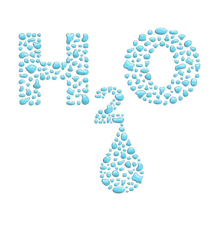 illustrations of a few drops of water to form the word h2oのイラスト素材