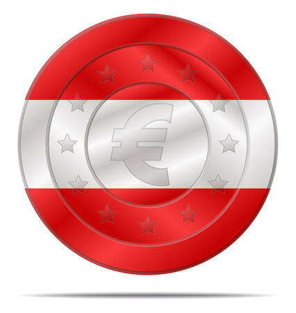 design of a euro coin with the austria flagのイラスト素材