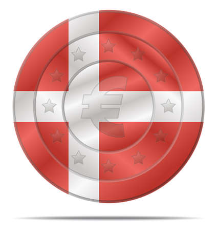 design of a euro coin with the Denmark flagのイラスト素材