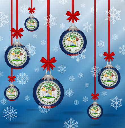 Ilustration Christmas background flags Belizeのイラスト素材