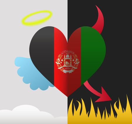 Afghanistan background of a heart half demon half angelのイラスト素材