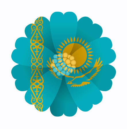 illustration of flower Flag Kazakhstanのイラスト素材