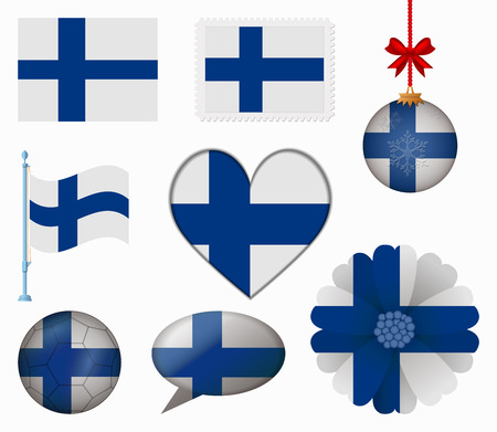 Filand flag set of 8 items vectorのイラスト素材