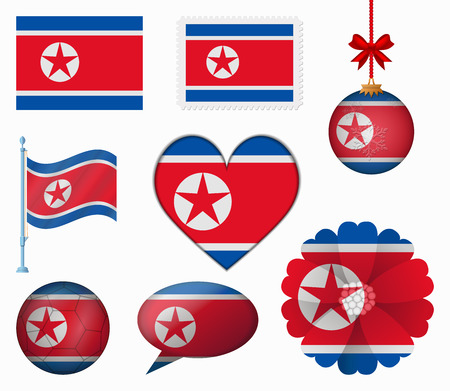North Korea flag set of 8 items vectorのイラスト素材