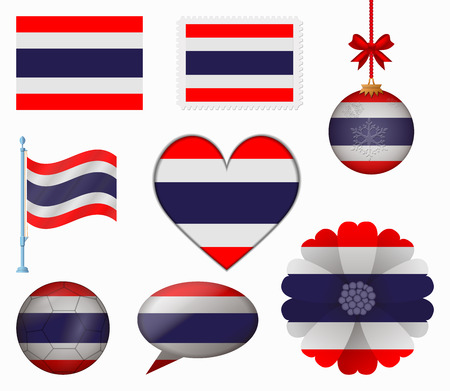 Thailand flag set of 8 items vectorのイラスト素材