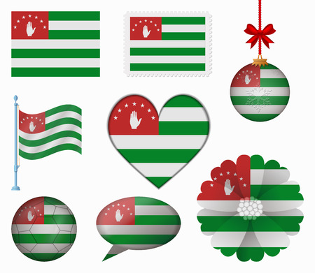 abkhazia flag set of 8 items vectorのイラスト素材