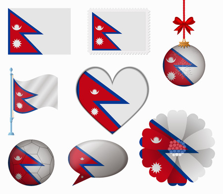Nepal flag set of 8 items vectorのイラスト素材