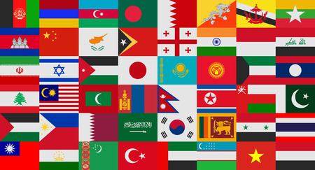 flag of asia states vector setのイラスト素材
