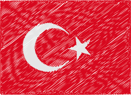 turkey flag embroidered zigzagのイラスト素材