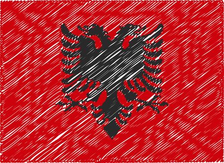 albania flag embroidered zigzagのイラスト素材