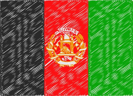 afghanistan flag embroidered zigzagのイラスト素材