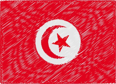 tunisia flag embroidered zigzagのイラスト素材