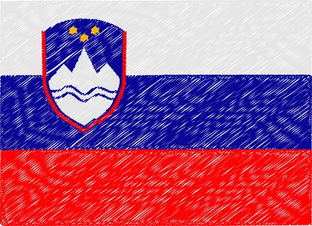 slovenia flag embroidered zigzagのイラスト素材
