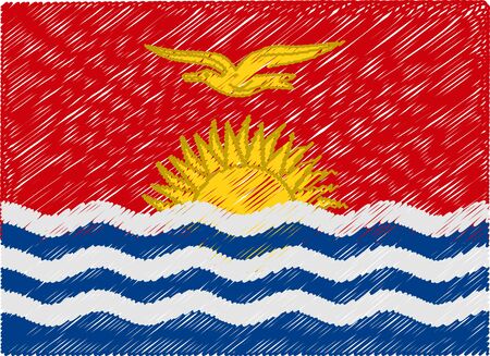 kiribati flag embroidered zigzagのイラスト素材