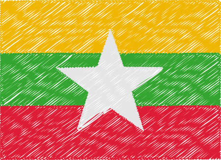 burma flag embroidered zigzagのイラスト素材