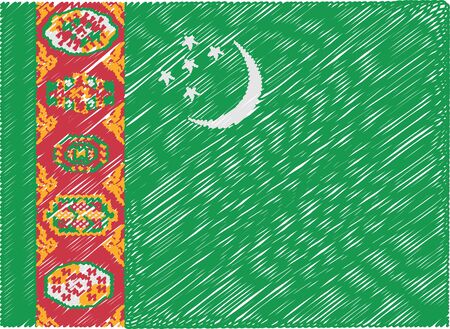 turkmenistan flag embroidered zigzagのイラスト素材