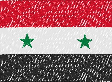 syria flag embroidered zigzagのイラスト素材