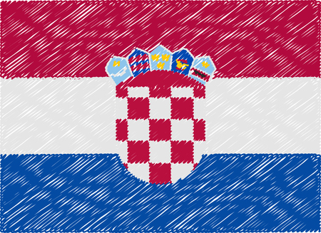 croatia flag embroidered zigzagのイラスト素材