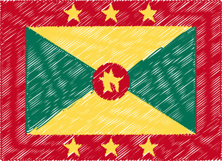 grenada flag embroidered zigzagのイラスト素材
