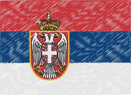 serbia flag embroidered zigzagのイラスト素材