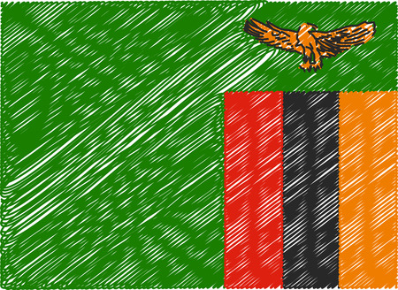zambia flag embroidered zigzagのイラスト素材