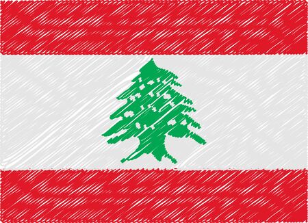 lebanon flag embroidered zigzagのイラスト素材