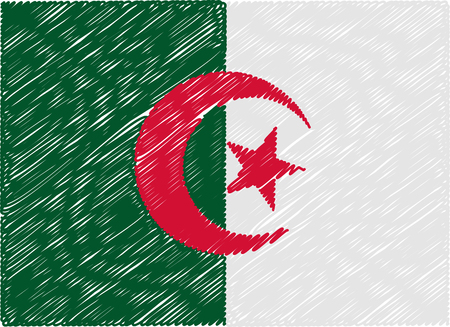 algeria flag embroidered zigzagのイラスト素材