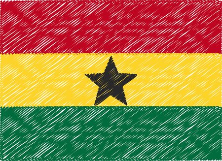 ghana flag embroidered zigzagのイラスト素材