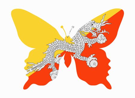 bhutan flag butterflyのイラスト素材