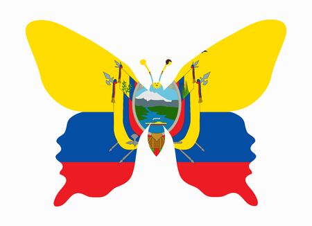 ecuador flag butterflyのイラスト素材