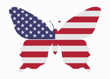 united states flag butterflyのイラスト素材
