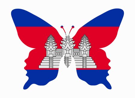 cambodia flag butterflyのイラスト素材