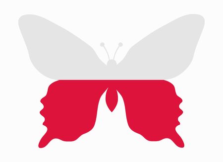 poland flag butterflyのイラスト素材