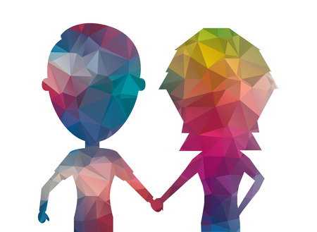 low poly couple tying handのイラスト素材