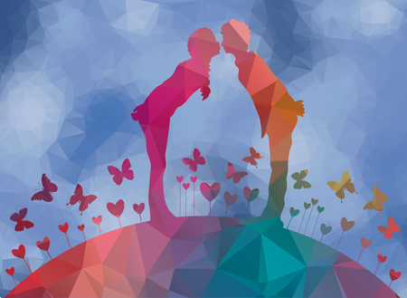 low poly background first kissのイラスト素材