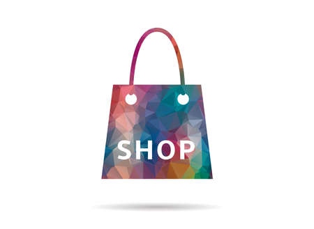 low poly bag buy colorful iconのイラスト素材