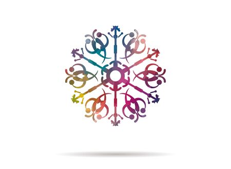low poly snowflake icon roundのイラスト素材