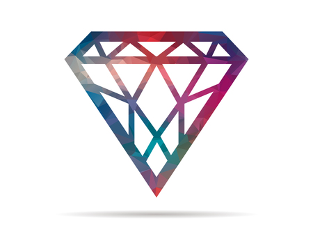 low poly diamond colorful iconのイラスト素材