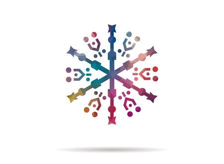 low poly abstract snowflake iconのイラスト素材