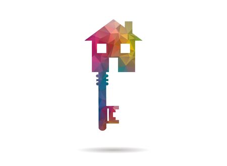low poly house key iconのイラスト素材