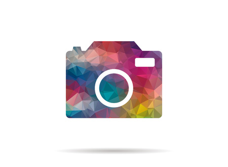 low poly colorful camera iconのイラスト素材