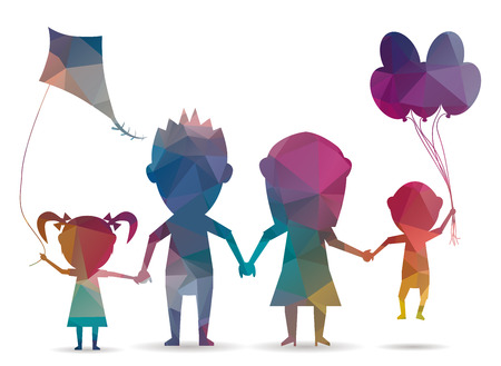 low poly family playingのイラスト素材