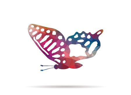 low poly flying colorful abstract butterfly iconのイラスト素材