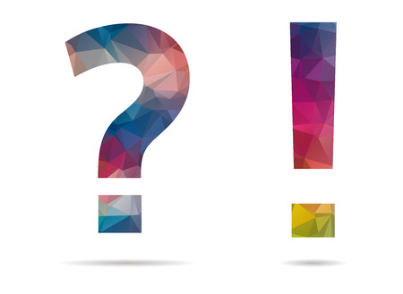 low poly mark and exclamation point iconのイラスト素材