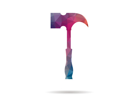 low poly hammer colorful iconのイラスト素材