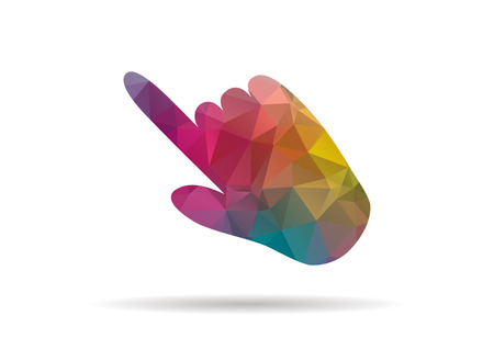 low poly hand pointing colorful iconのイラスト素材