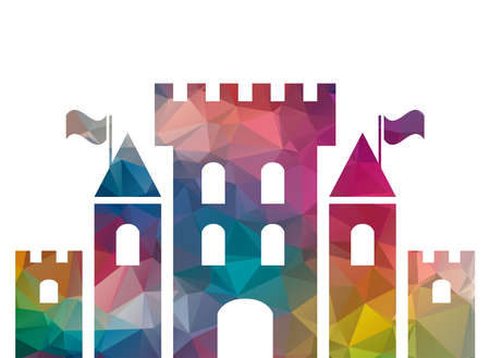 low poly colorful fantasy castleのイラスト素材
