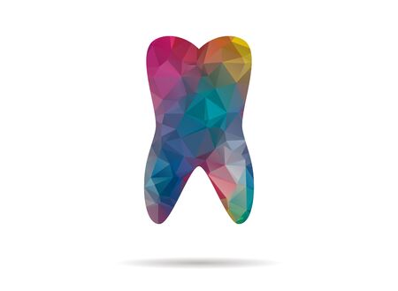 low poly colorful tooth iconのイラスト素材