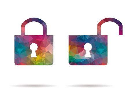 low poly colorful icon locksのイラスト素材