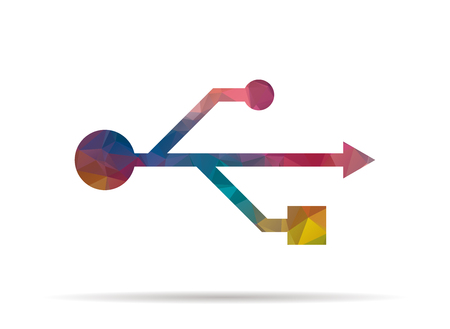 low poly colored usb iconのイラスト素材